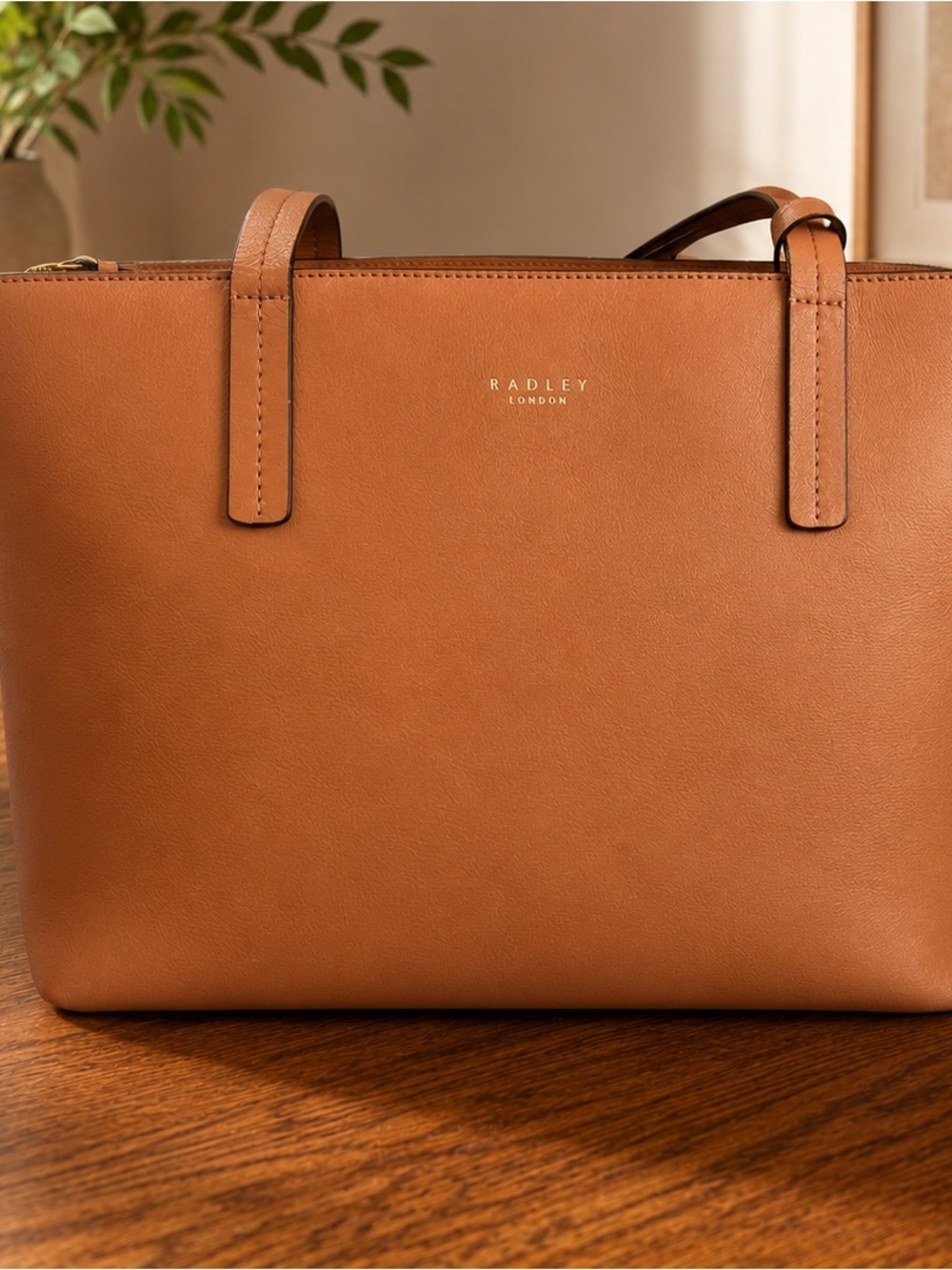 Radley London Tan Leather Tote Bag Shoulder Bag Gold Hardware
